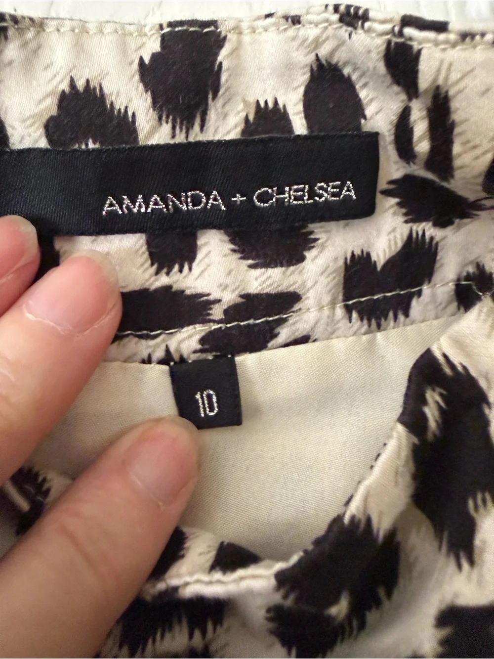 Amanda & Chelsea Black Leopard Print Midi Skirt on Cream